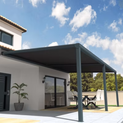 Pergola toile SUNLIGHT Gris anthracite – 8,00×3,50m (Motorisé à télécommande secours – Gris Anthracite)