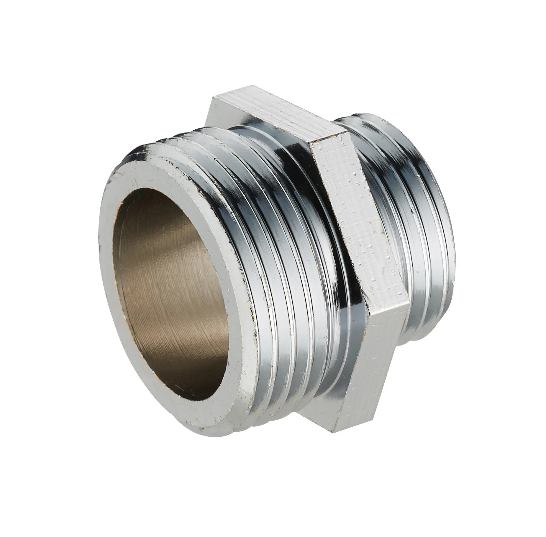 Mamelon double mâle réduit – Chromé – M3/4' – M1/2'