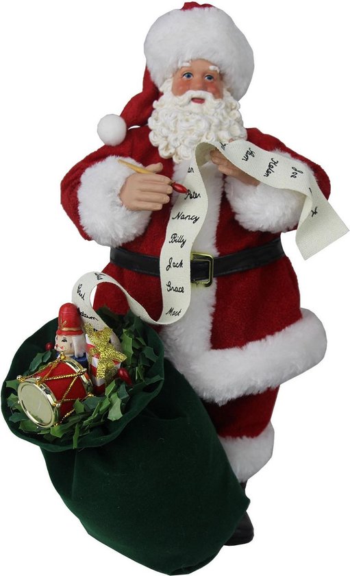 Clayre & Eef Figurine Père Noël 28 cm Rouge Vert Textile Figurine