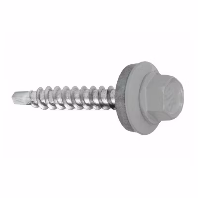 Vis de toiture Klimas WFD pour tôle trapézoïdale sur bois RAL 9006 Aluminium blanc 4,8×80 mm 100 pcs