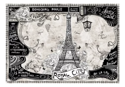 Papier peint intissé panoramique ville et architecture bonjour paris 100×70 cm