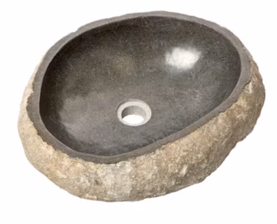 Vasque à poser / lavabo en pierre naturelle coloris Gris – Longueur 45 x Hauteur 15 x Profondeur 40 cm