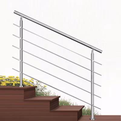 Kit garde-corps 5 barres rondes 1.2m Acier Inox 201 Argent – Installation verticale – Usage intérieur et extérieur