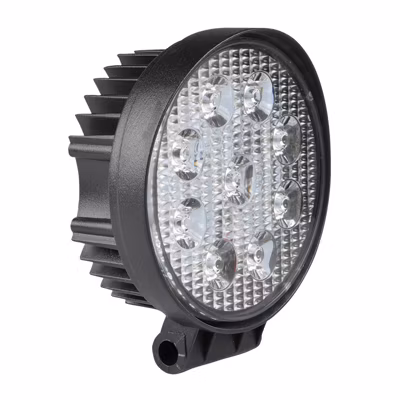 Lampe de travail ronde 12/24 V, 27 W et 1 800 lumens, IP67. Noir
