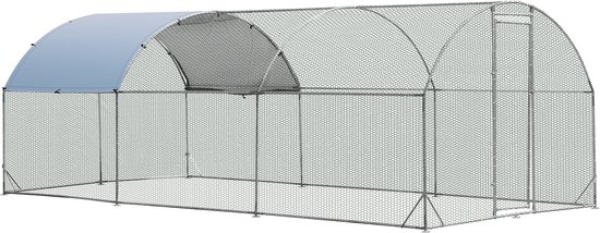 COSTWAY Poulailler résistant à l&rsquo;hiver, enclos en plein air en métal galvanisé, enclos à poulets avec porte verrouillable, toit en dôme et grillage, enclos extérieur pour poules, petits animaux et lapins