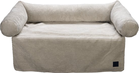 Designed by Lotte Coussin de canapé côtelé – Coussin pour chien – Grijs clair – 90×55 cm