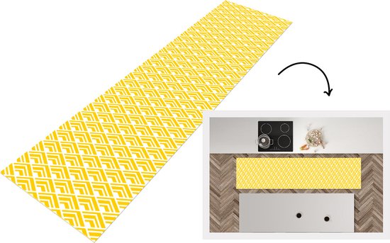 Coureur de cuisine – Coureur de cuisine – Géométrie – Été – Diamant – Jaune – Motif – 240×60 cm – Vinyle de coureur de cuisine