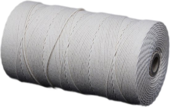 Cordon Coton – Wit – Corde – bobine 500gr – épaisseur 2mm – longueur 650 mtr (n ° 20)