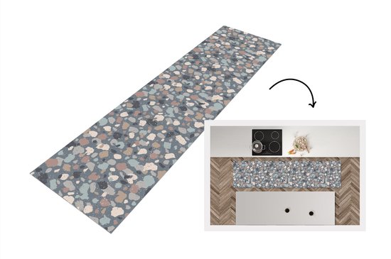 Coureur de cuisine – Tapis de cuisine – Rétro – Terrazzo – Géométrie – Motifs – 200×50 cm – Tapis de Cuisine