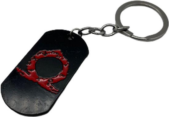 Dieu de la guerre, Kratos, Omega, porte-clés, trousseau de clés, Zeus, Callisto, Ares, mythologie grecque, étiquette de chien, noir avec logo rouge