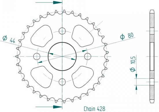 Couronne de transmission Esjot pour Quad Barossa 50 Python 2003 à 2004 Neuf