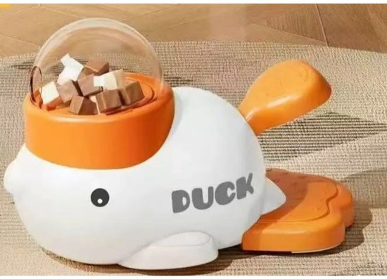 Daity Un distributeur de nourriture interactif avec bouton-poussoir, mangeoire éducative, mangeoire uniforme pour animaux de compagnie, favorise une alimentation saine, speelgoed interactif pour chats et chiens qui distribue des friandises (blanc).