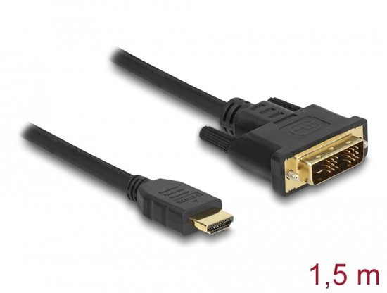 DeLOCK 85583, 1,5 m, DVI-D, HDMI Type A (Standard), Mâle, Mâle, Droit