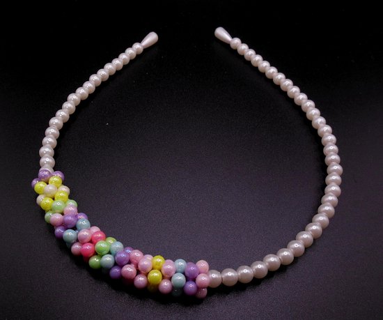 Diadème avec perles + petites perles colorées