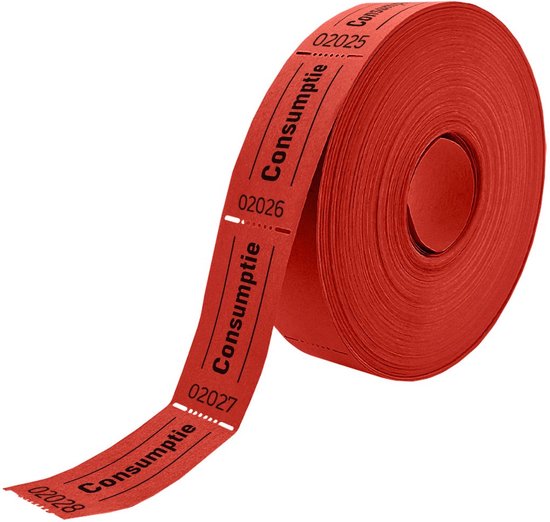 Coupons de consommation rouges sur un rouleau – 5000 coupons