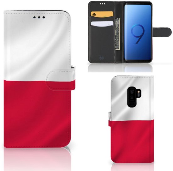 Coque Samsung Galaxy S9 Plus magnétique Cuir PU Protection Etui Housse pour Drapeau Polonais