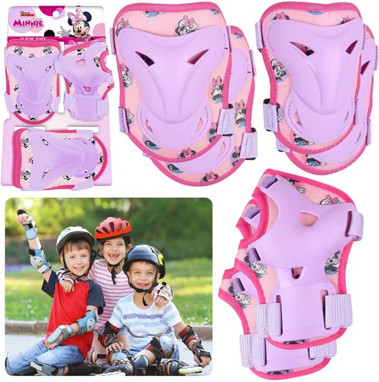 DISNEY Minnie Mouse Protections pour enfants sur patins à roulettes, vélo, trottinette – set pour genoux, coudes, poignets