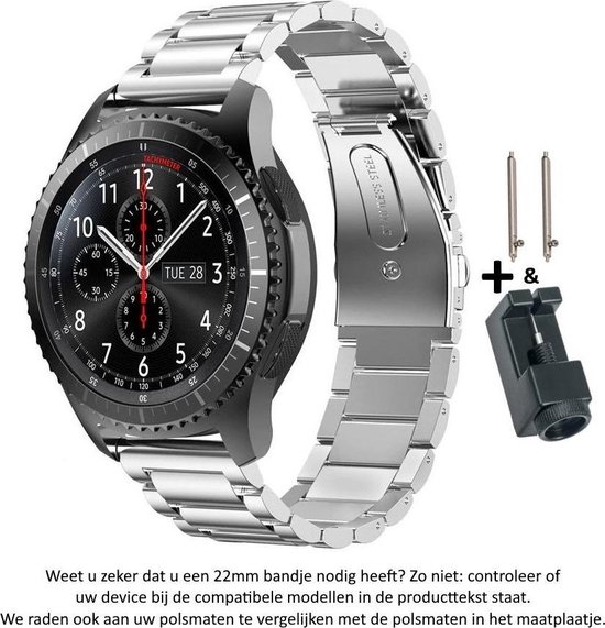 Couleur Argent Bracelet en métal pour (voir les modèles compatibles) 22mm Montres connectées de Samsung, Asus, LG, Kronoz et Pebble – 22 mm couleur argent bracelet SmartWatch – Vitesse S3 – LG Watch – ZenWatch