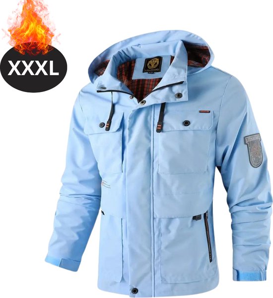 Coupe-vent Livano pour homme – Parka – Printemps et automne – Veste – Adulte – Coupe-vent – Plein air – Blauw – Taille XXXL