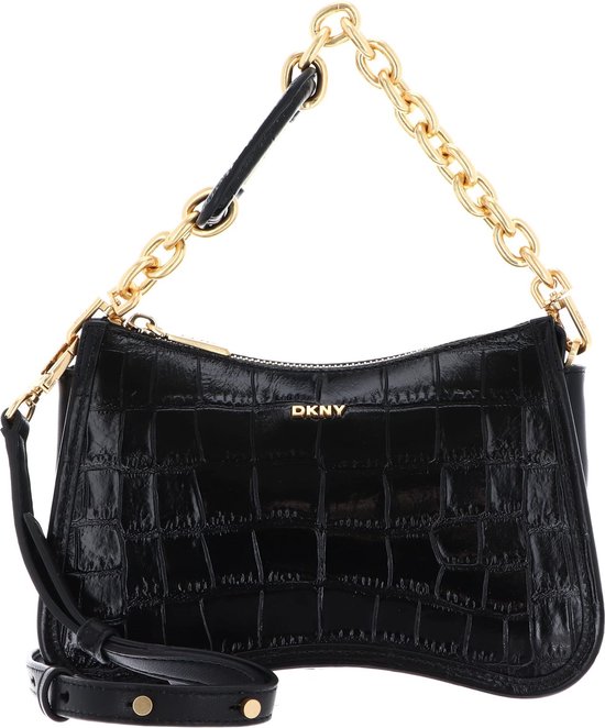 DKNY Cuir Sac à épaule bandoulière Sac à main Adria Crossbody Bag Blk / Gold Noir