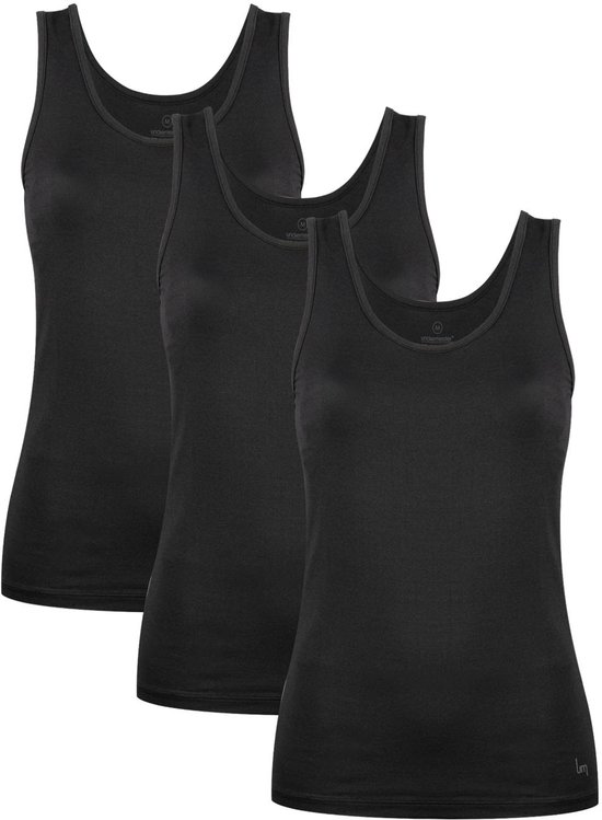 Débardeurs Undiemeister Femme – Lot de 3 – Gris Volcano (Zwart) – Mouwloos – Coupe parfaite – Tissu doux et respirant – Geen étiquette – T-shirt Basic – Tencel – Taille XL