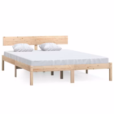 Lit double, Lit adulte, Cadre de lit sans matelas bois massif 120×200 cm