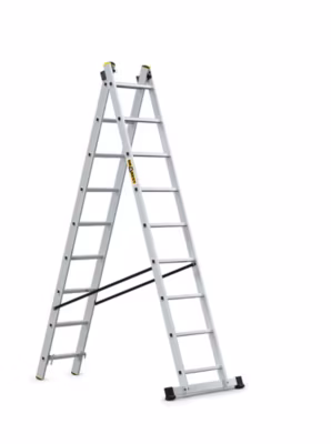 Échelle en aluminium DRABEST multifonctionnelle professionnelle 2×9 marches, 150 kg, 1 pièce.