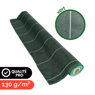 Toile de paillage anti mauvaises herbes Longueur 25m Largeur 2,07m Couleur Vert 130grammes par m2 Zenlys