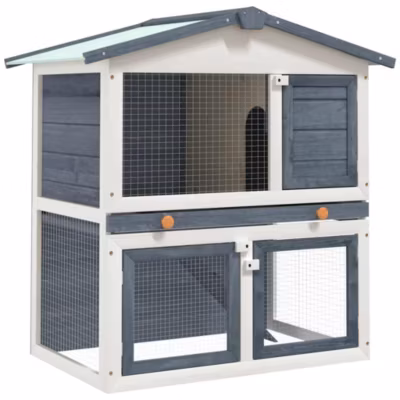 Clapier d&rsquo;extérieur 3 portes Gris Bois vidaXL