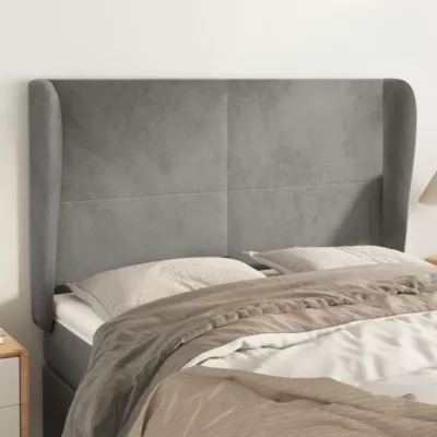vidaXL Tête de lit avec oreilles Gris clair 147x23x118-128 cm Velours3117724
