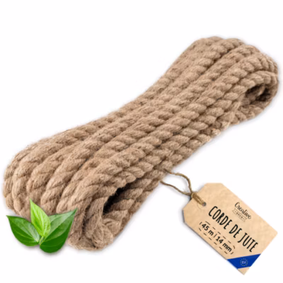 Creative Deco 45m Corde de Jute Epaisseur 14mm – Personnalisation Possible Tous les 5m – Corde Solide – Fibres Naturelles