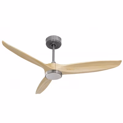 Bolt, Ventilateur déstratificateur d&rsquo;air, pales bois clair132Cm, moteur chromé, 100 % efficace hiver/été avec lampe.