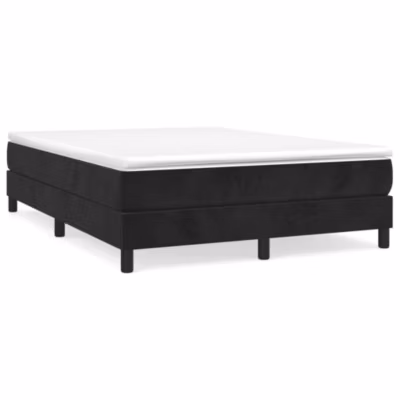 Lit double, Lit adulte, Cadre de lit à ressorts noir 140×200 cm velours