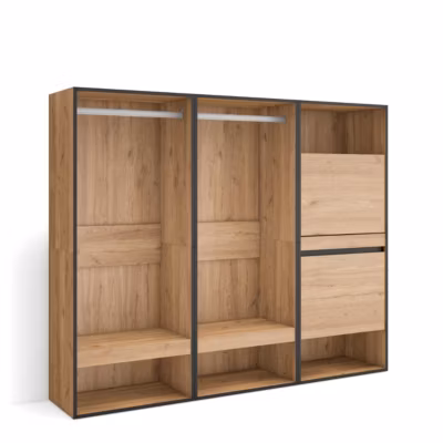 Armoire Vestiaire ouvert meuble chaussures 180x35x145cm couleur chêne