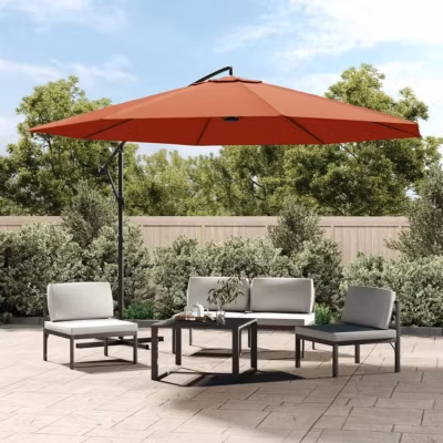 vidaXL Parasol en porte-à-faux avec mât Aluminium 350 cm Terre cuite 44508