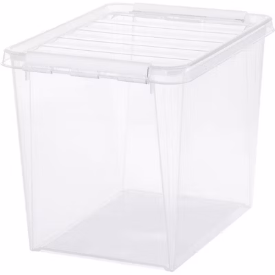 Boîte de rangement haute 25 litres avec couvercle – Clips Blancs