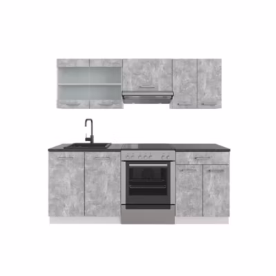 Vicco Cuisine Béton/blanc 200cm sans PT