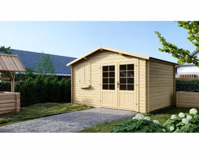 Abri de jardin en bois – 12m2 – 4x3m – Ep. 28mm – Couleur: naturel – DOM124