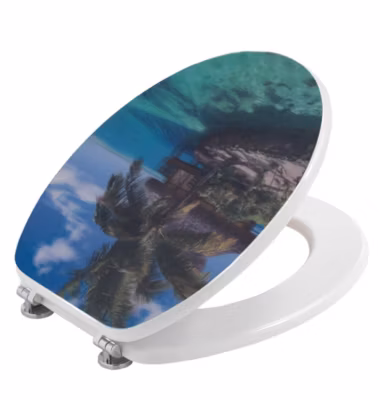 Abattant De Toilette Universel En Mdf Avec Couvercle Décoré D&rsquo;images Des Caraïbes