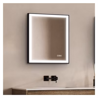Miroir LED rectangulaire avec cadre alu noir VELUNA