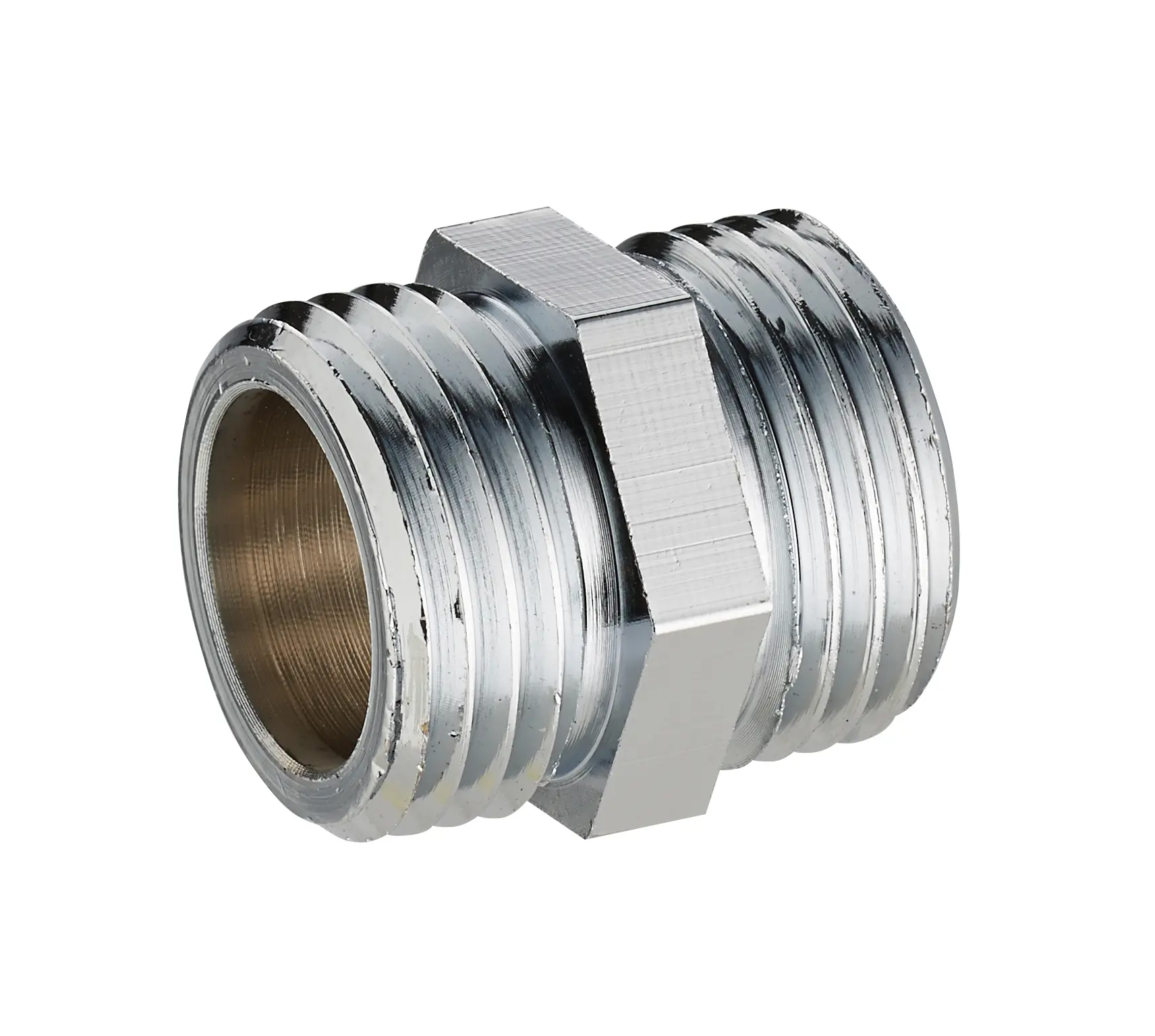 Mamelon double Mâle égal – Chromé – M3/8'