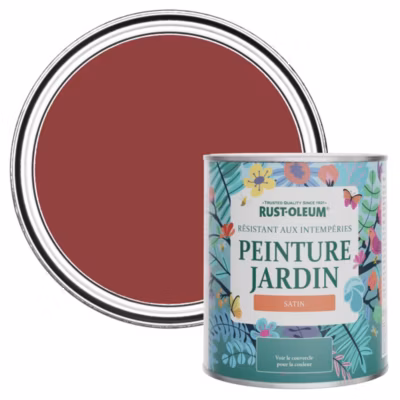 Peinture Rouge pour Jardin et terrasse, Finition Satinée – RUST-OLEUM – Bordeaux 750ml