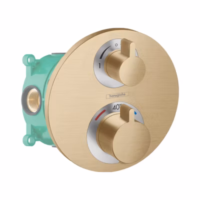 HANSGROHE Facade pour mitigeur thermostatique encastré Ecostat S robinet d&rsquo;arrêt et inverseur bronze brossé + Corps encastré