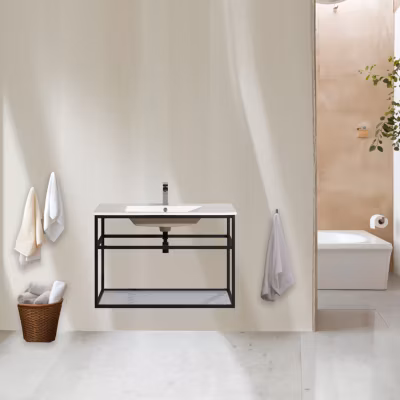 Lave-main salle de bain Aquafredo 90 cm finition métal noir