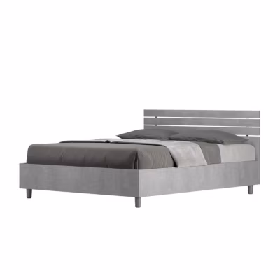 Lit sans sommier Tête de lit droite 140×200 avec lattes en ciment Ankel