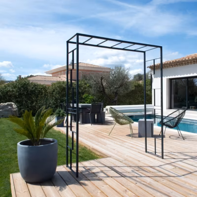 Arche de jardin Linéale en acier anthracite grand modèle + 4 supports à enfoncer