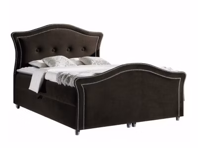 Lit continental Baltimore 136, Double, Marron, Tissu, Disponible