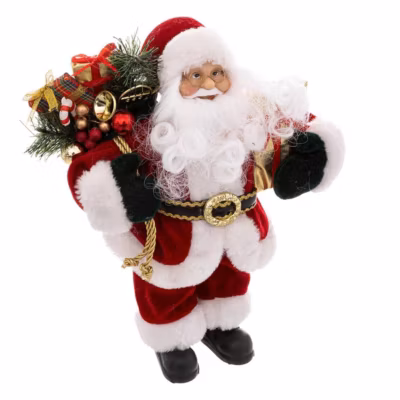 Père noël rouge en velours 30cm – feeric lights & christmas