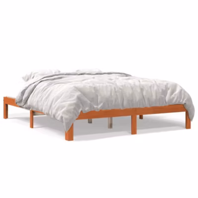 Lit double, Lit adulte, Cadre de lit sans matelas cire marron 180x200cm bois pin massif