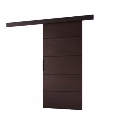 MINIO go for it, porte coulissante PRIM 2K 76 cm, baguette décorative Noir, poignée de porte en noir, Wengé / Noir
